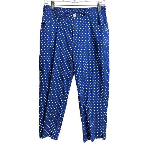 Lauren Jeans Co. Ralph Lauren Size 10 Blue White Polka Dot Capri Pants - Picture 1 of 13